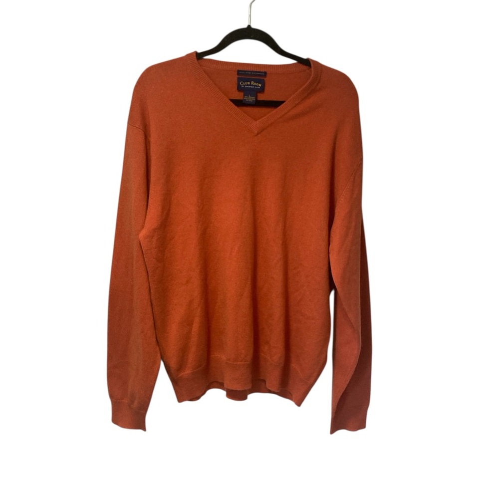 Club Room by Charter Club Cashmere Men's V-Neck Sweater -Orange